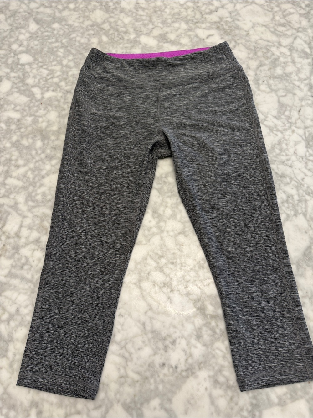Marika Heather Gray Leggings with Pink Waistband